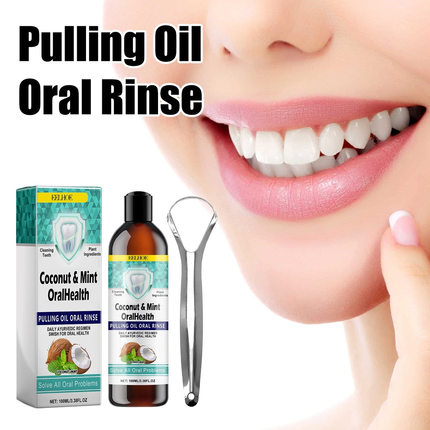 EELHOE Oral Coconut Oil Mouthwash Removes Stains Beautifies Teeth Freshens Breath Cleans Mouth And Protects Gums