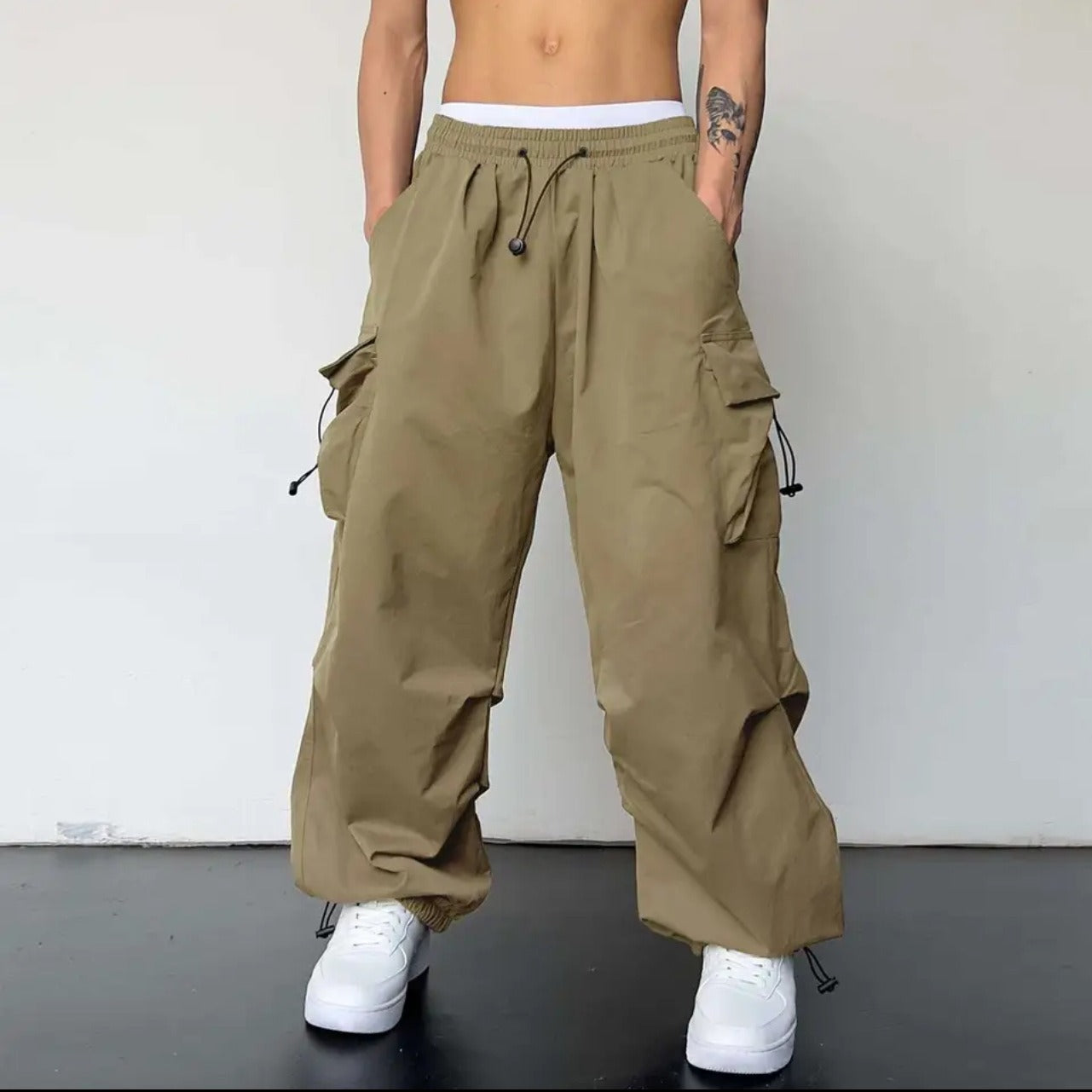 Japanese pants men's high street fashion brand ins loose straight overalls couple sports casual assault pants