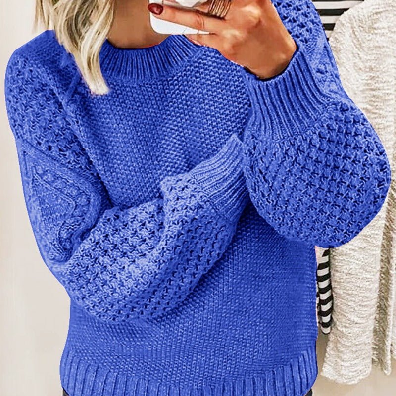 Thickened warm sweater solid color outer wear knitted pullover top knitted sweater