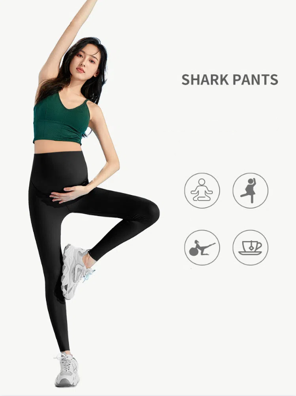 Pregnant women's shark pants thin bottomed pants for external wear. Pregnant women's seamless belly lifting yoga pants