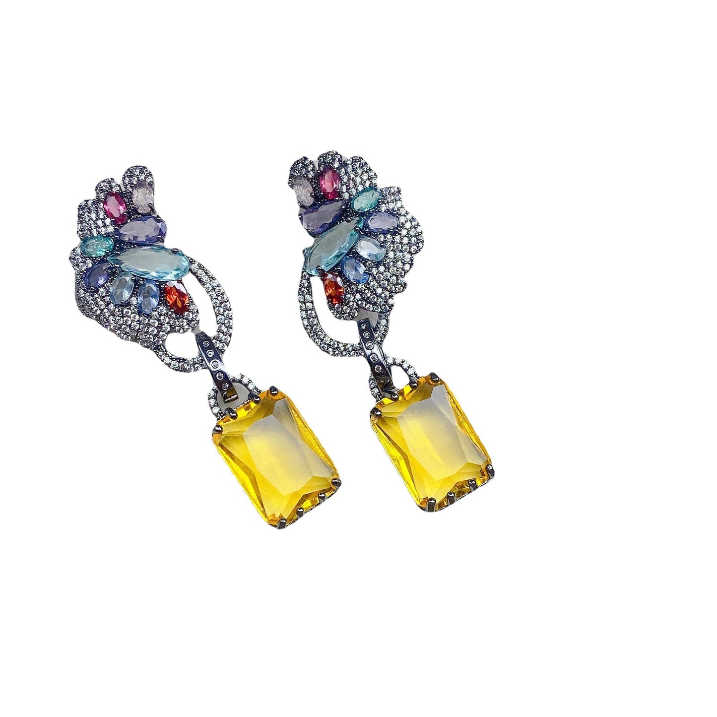 Zircon Precision Micro Inlaid Advanced Color Matching Earrings Fashion Versatile Earrings