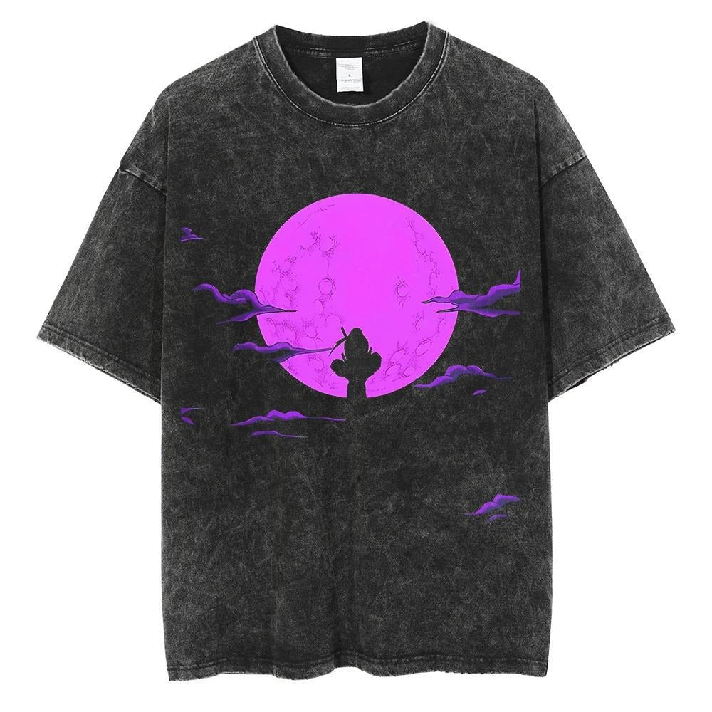 Anime Naruto Pattern T-shirt Harajuku Washed T-shirt