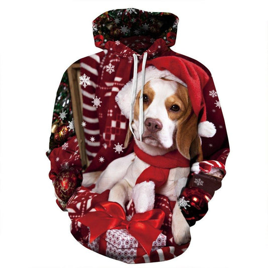 Women Men Christmas 3D Dog Print Sweatshirt Hoodies