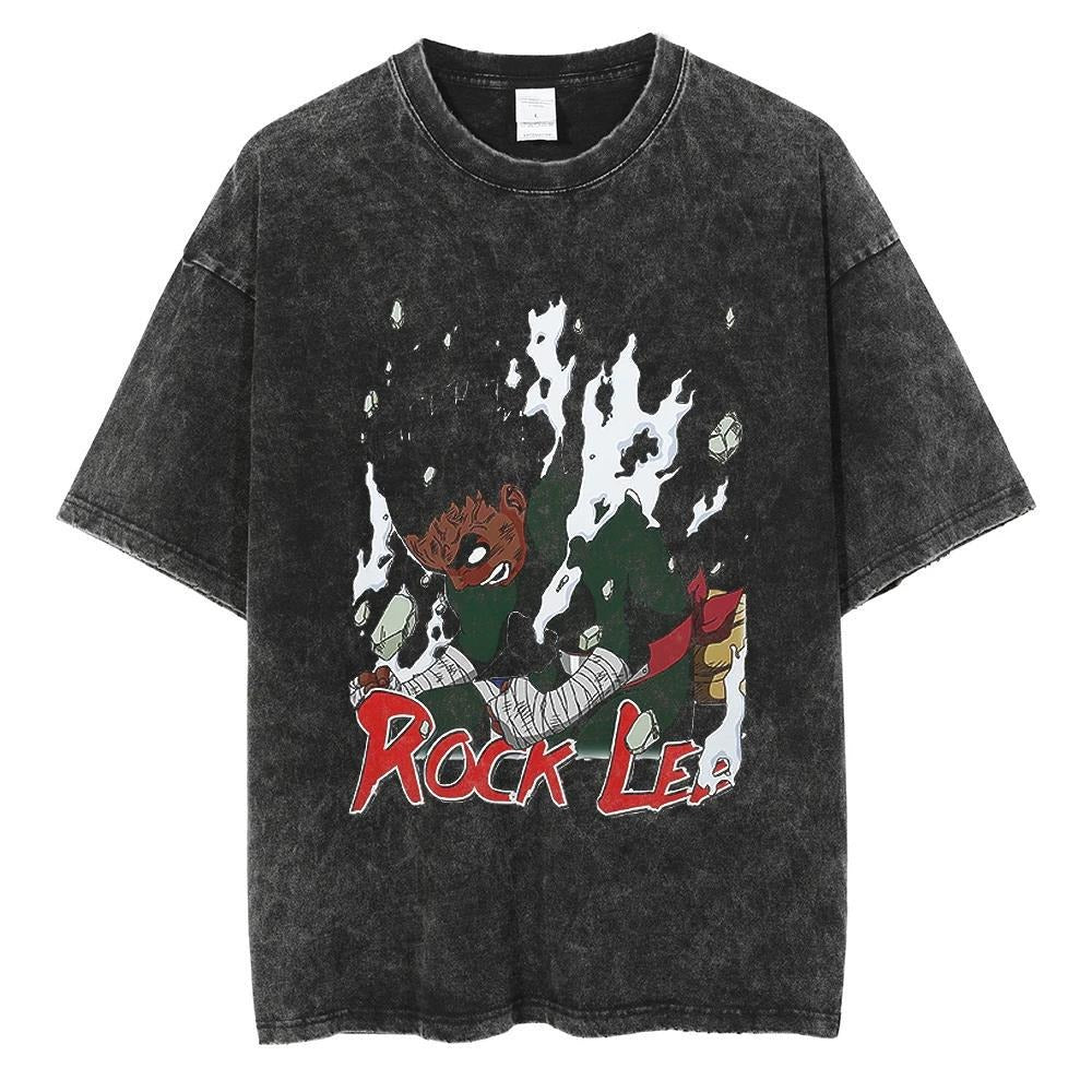 Anime Naruto Pattern T-shirt Harajuku Washed T-shirt