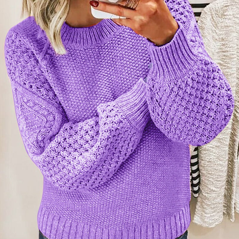 Thickened warm sweater solid color outer wear knitted pullover top knitted sweater