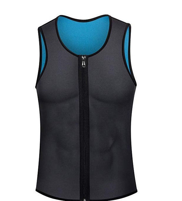 Men's sports shapewear, zipper vest, sweatshirt, chloroprene rubber sweatshirt, fitness corset