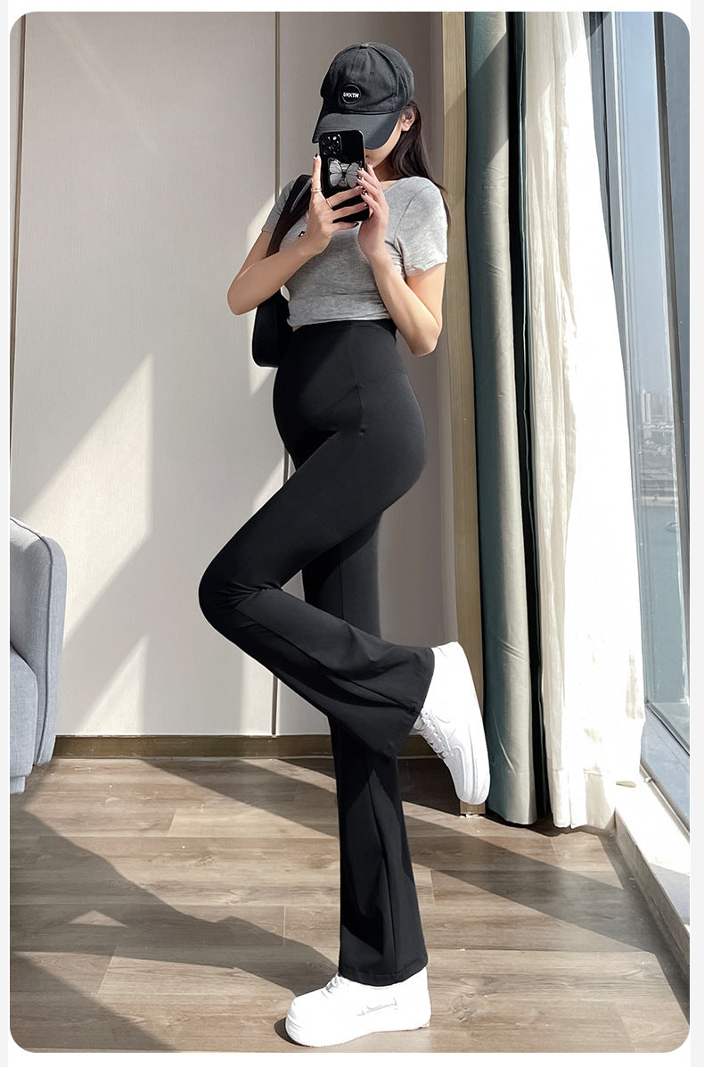 Pregnant women's pants, spring and autumn micro La yoga pants, summer thin outerwear bottom pants, trumpet shark pants, spring clothing