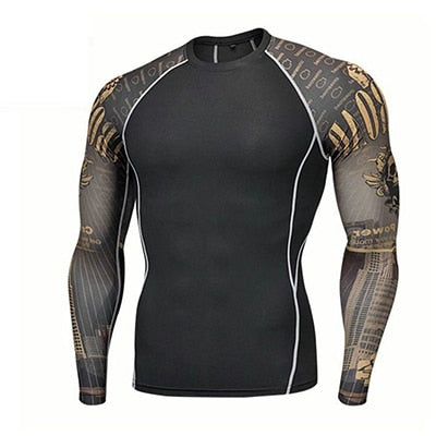 Fitness MMA Boxing Shirt Men Rashguard mma Bjj Jiu jitsu Long Sleeve T Shirt Muay thai Men Skull Print 3D Boxing Jerseys Tops