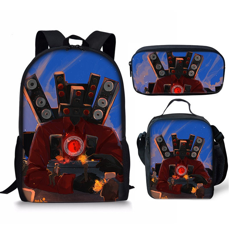 New 3PC-SET Skibidi Toilet Man Backpack Custom Game Peripheral Schoolbags For Primary Secondary School Teenage