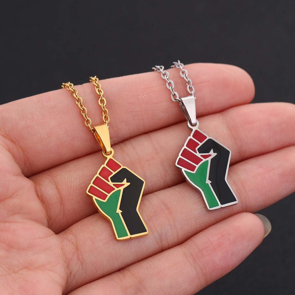 African Fist Symbol Pendant Necklace.