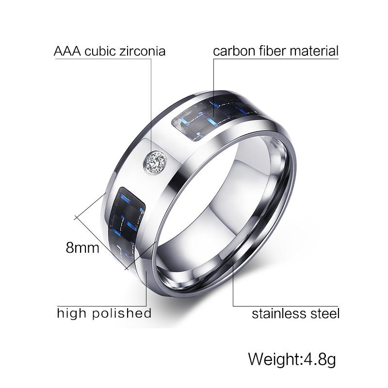 Vnox 8mm Finger Ring for Men Male