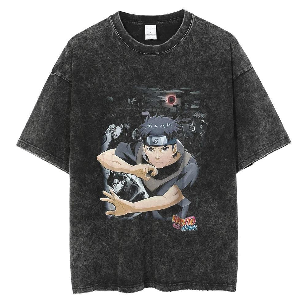 Anime Naruto Pattern T-shirt Harajuku Washed T-shirt