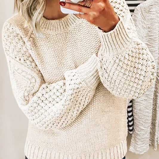 Thickened warm sweater solid color outer wear knitted pullover top knitted sweater