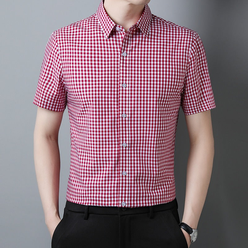 Men's short sleeved shirt casual lapel men's shirt all cotton men's shirt