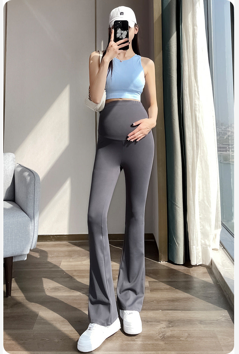 Pregnant women's pants, spring and autumn micro La yoga pants, summer thin outerwear bottom pants, trumpet shark pants, spring clothing