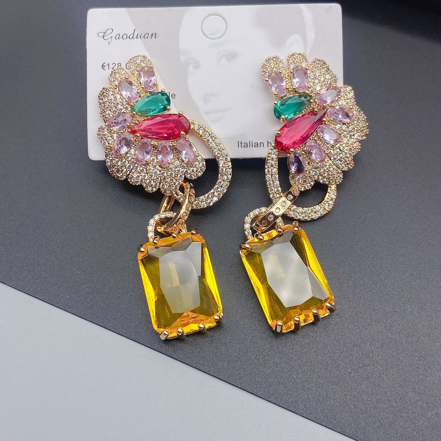 Zircon Precision Micro Inlaid Advanced Color Matching Earrings Fashion Versatile Earrings