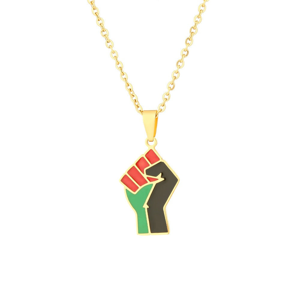 African Fist Symbol Pendant Necklace.