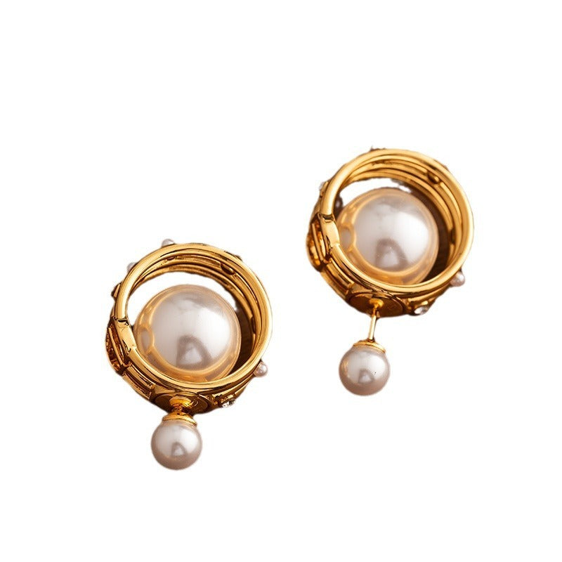 Retro small fragrant style circular temperament earrings, niche high-end ear accessories