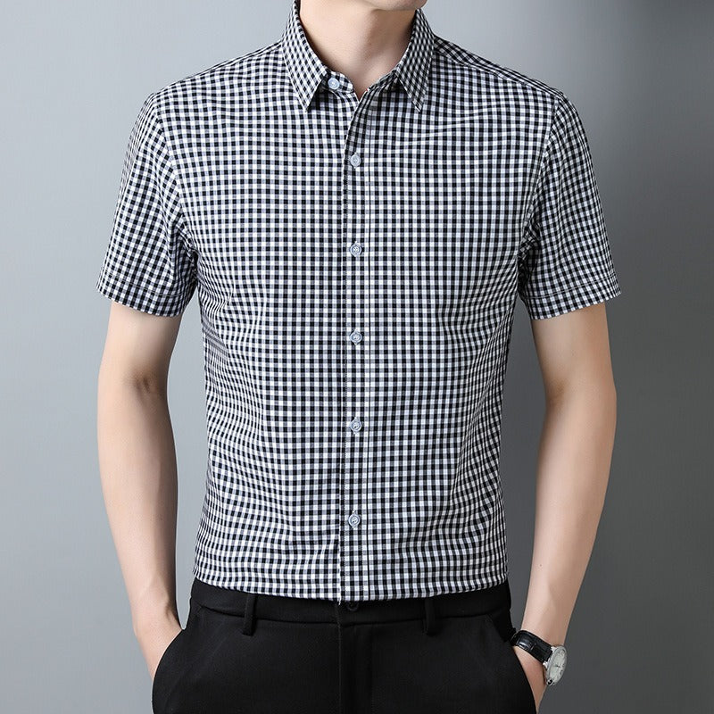 Men's short sleeved shirt casual lapel men's shirt all cotton men's shirt