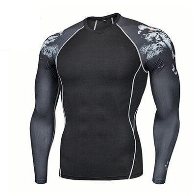 Fitness MMA Boxing Shirt Men Rashguard mma Bjj Jiu jitsu Long Sleeve T Shirt Muay thai Men Skull Print 3D Boxing Jerseys Tops