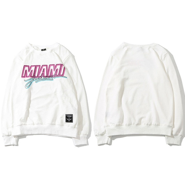 Pullover Sweatshirt Pink Letter Print Men Hip Hop Pullover Sweatshirt