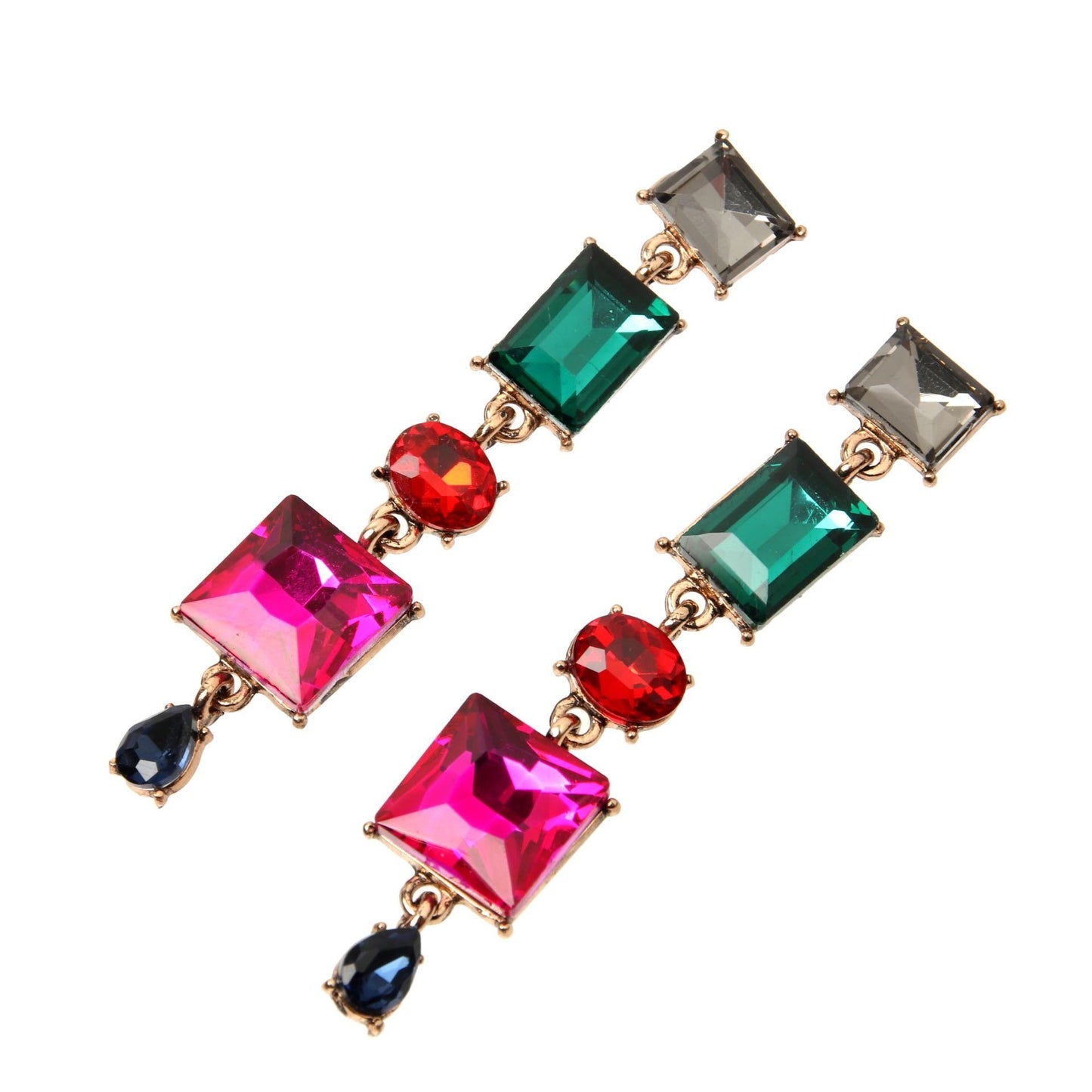 Elegant socialite geometric irregular super sparkling gemstone diamond set versatile earrings