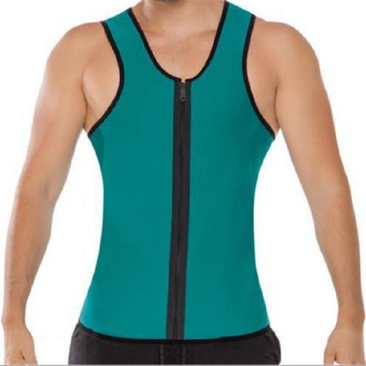 Men's sports shapewear, zipper vest, sweatshirt, chloroprene rubber sweatshirt, fitness corset