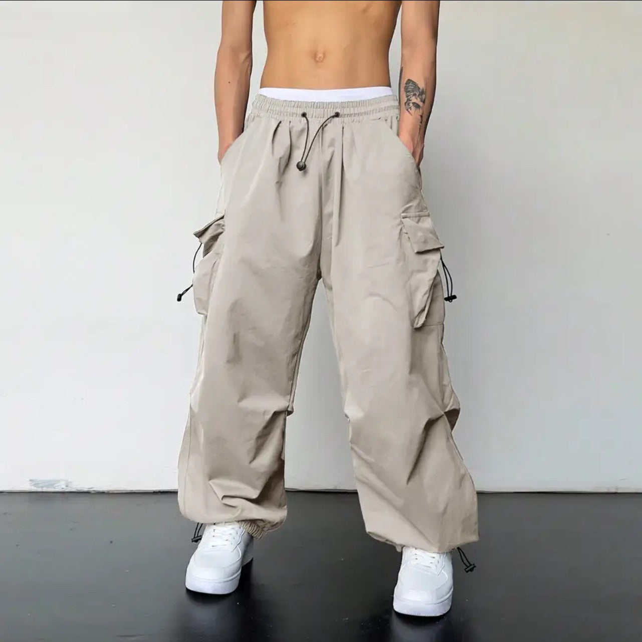 Japanese pants men's high street fashion brand ins loose straight overalls couple sports casual assault pants