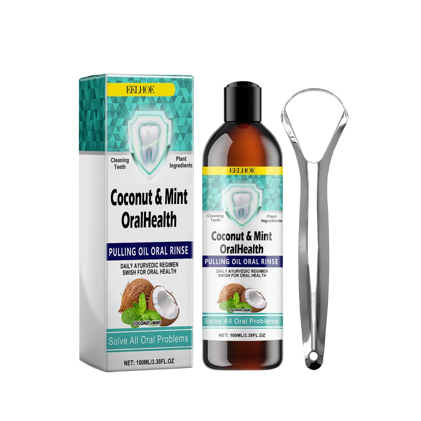 EELHOE   Oral Coconut Oil Mouthwash Removes Stains Beautifies Teeth Freshens Breath Cleans Mouth And Protects Gums