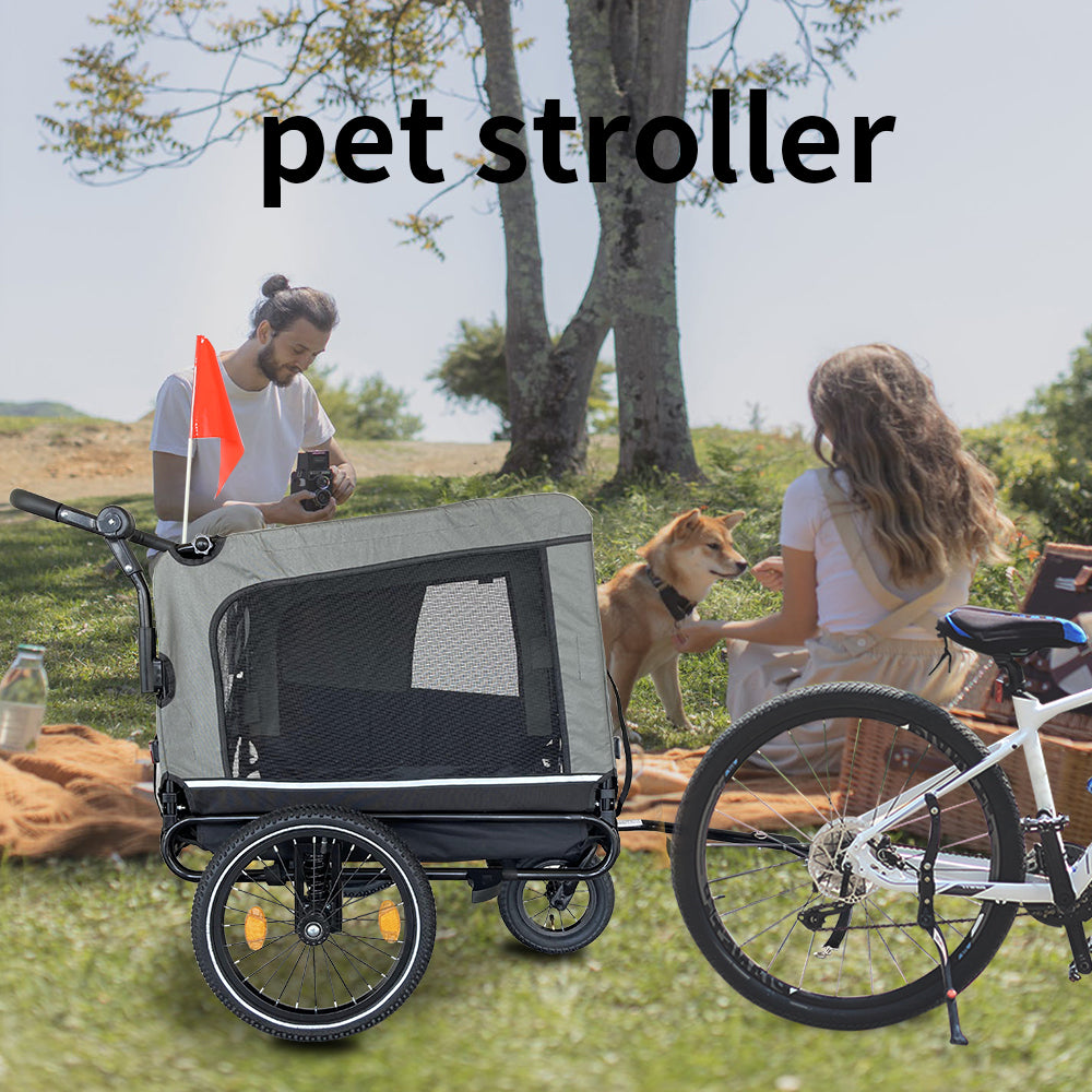 Outdoor Heavy Duty Foldable Utility Pet Stroller Dog Carriers Bicycle Trailer