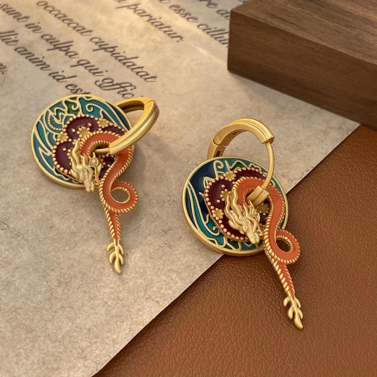 National style palace style dragon shaped earrings for women