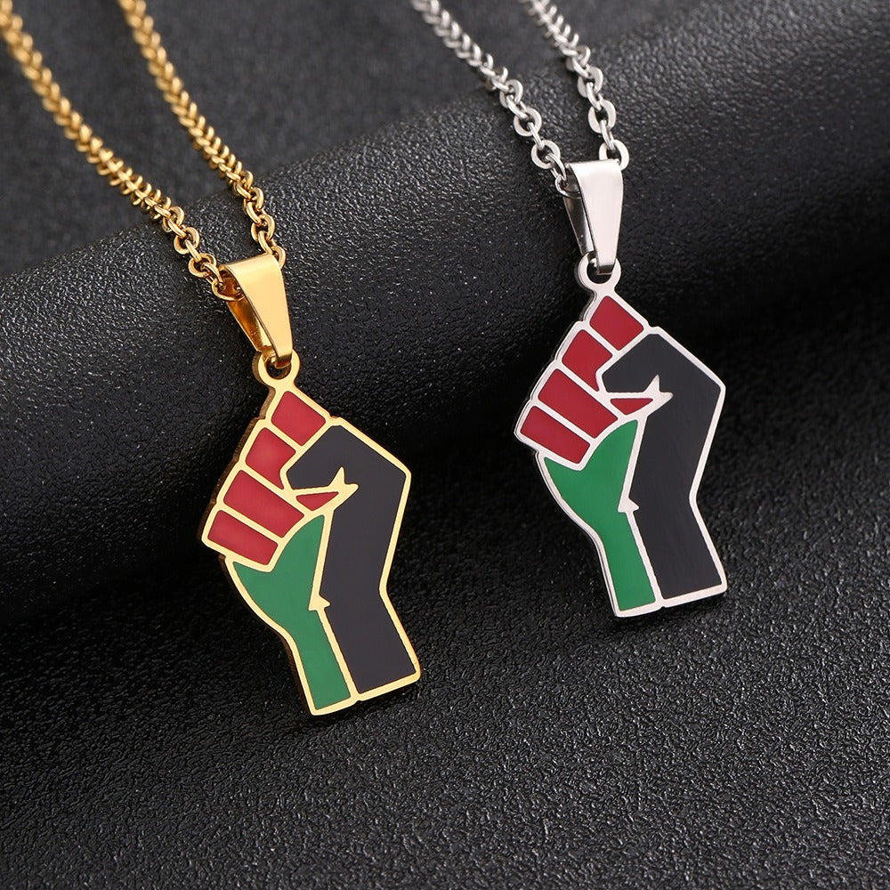 African Fist Symbol Pendant Necklace.