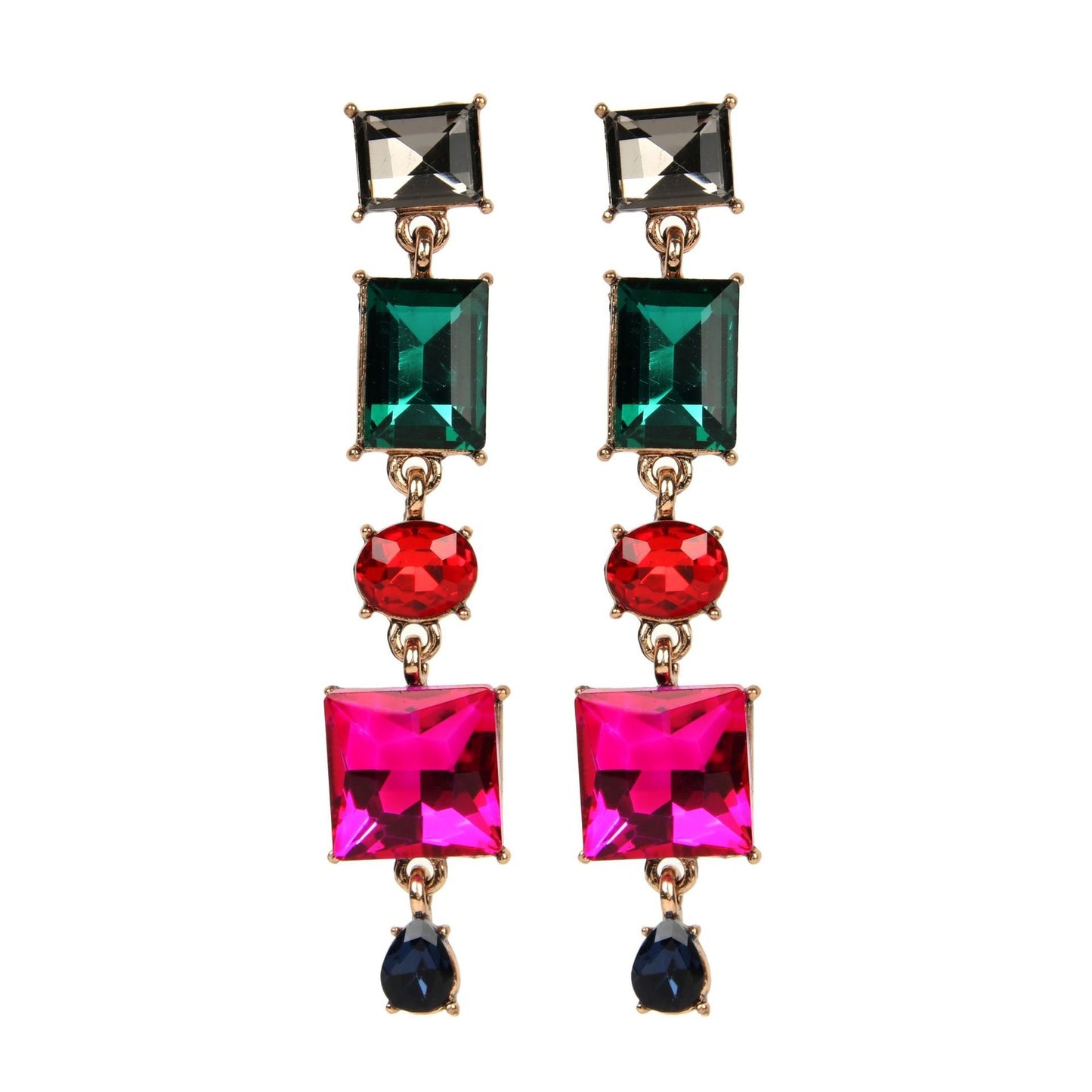 Elegant socialite geometric irregular super sparkling gemstone diamond set versatile earrings