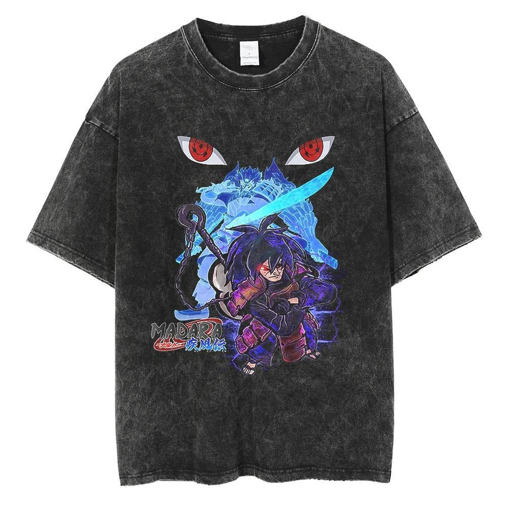 Anime Naruto Pattern T-shirt Harajuku Washed T-shirt