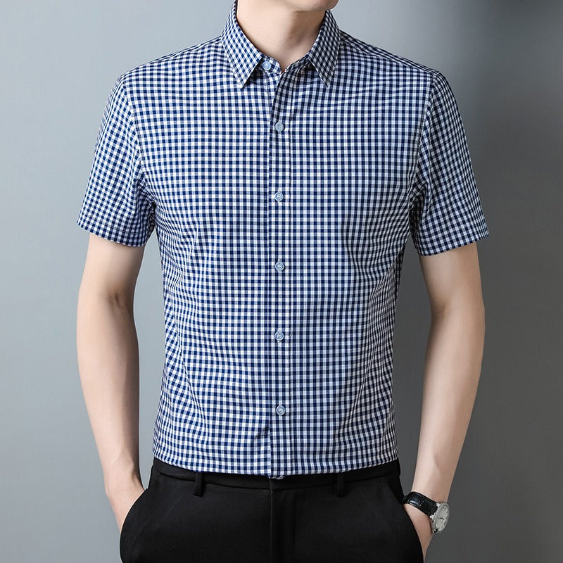 Men's short sleeved shirt casual lapel men's shirt all cotton men's shirt