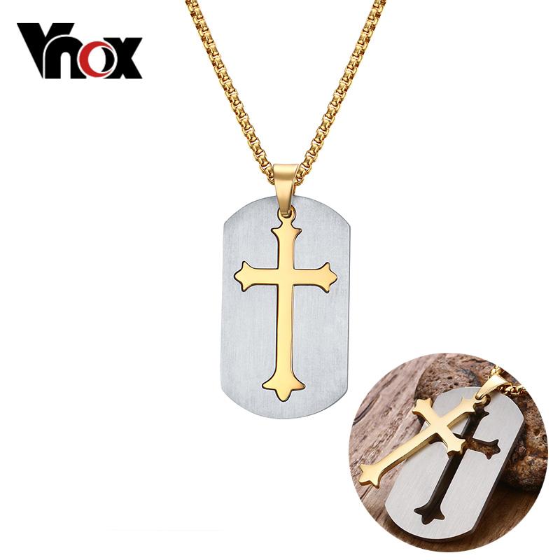 Vnox Removable Cross Pendant Men Chain Christian Jesus Necklace Jewelry