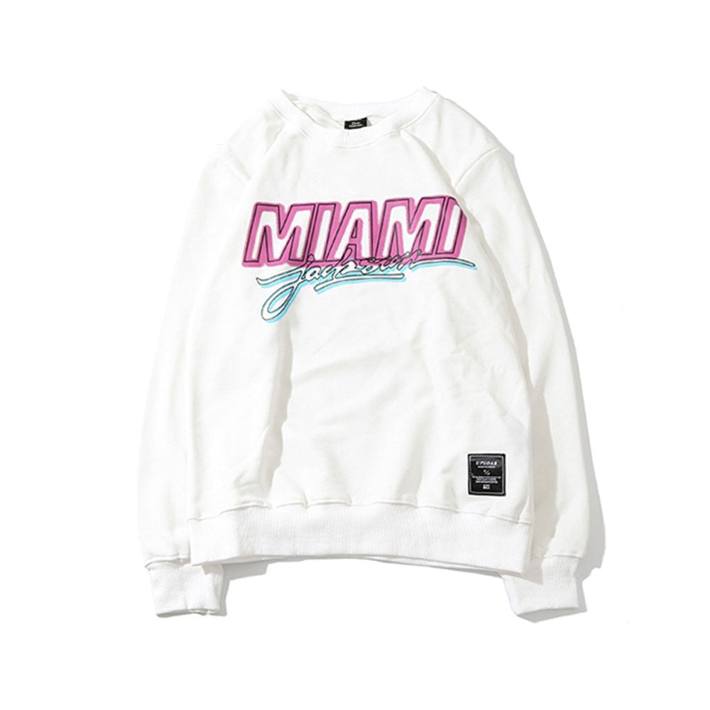 Pullover Sweatshirt Pink Letter Print Men Hip Hop Pullover Sweatshirt