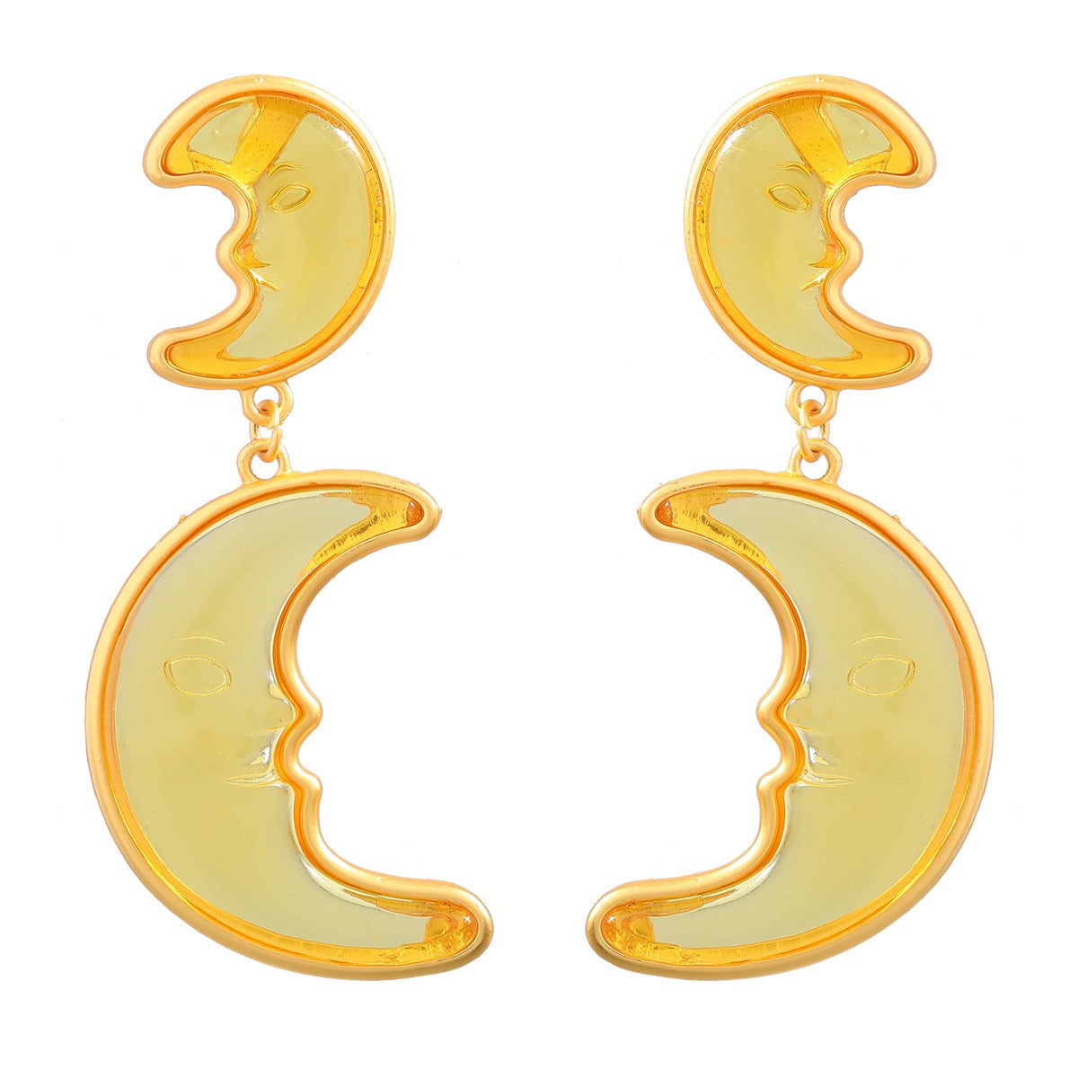 Alloy resin moon earrings for women