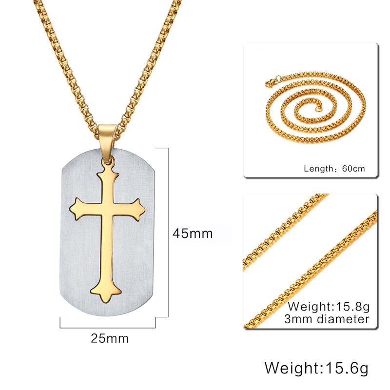 Vnox Removable Cross Pendant Men Chain Christian Jesus Necklace Jewelry