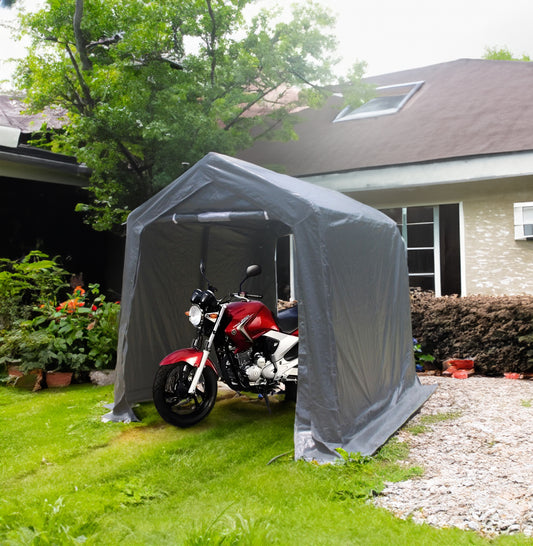 7x12 ft Outdoor Gazebo Portable Storage Shelter Shed with 2 Roll up Zipper Doors & Vents Carport