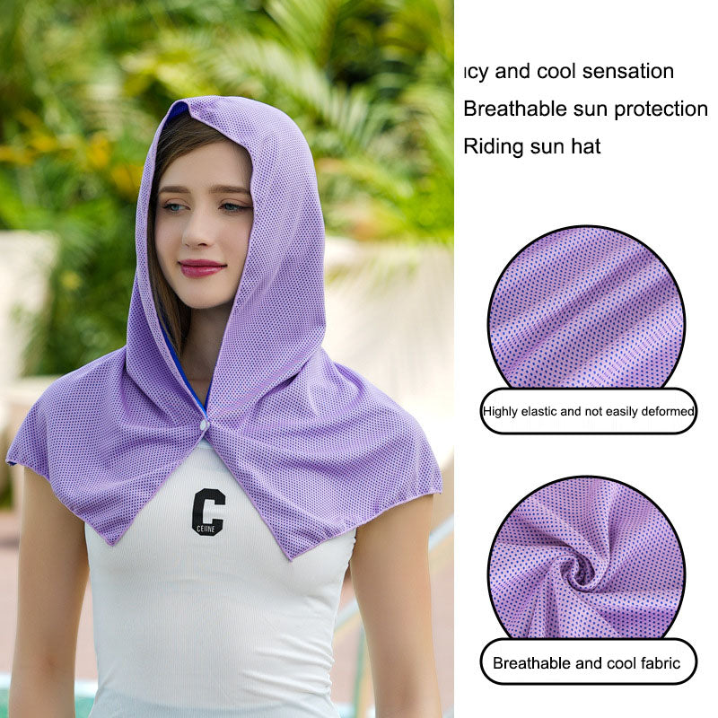 Multi functional cold and sun protection shawl, headscarf, towel, quick drying