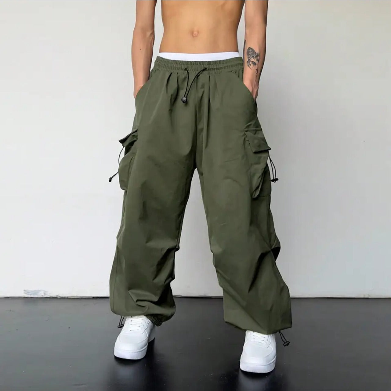 Japanese pants men's high street fashion brand ins loose straight overalls couple sports casual assault pants