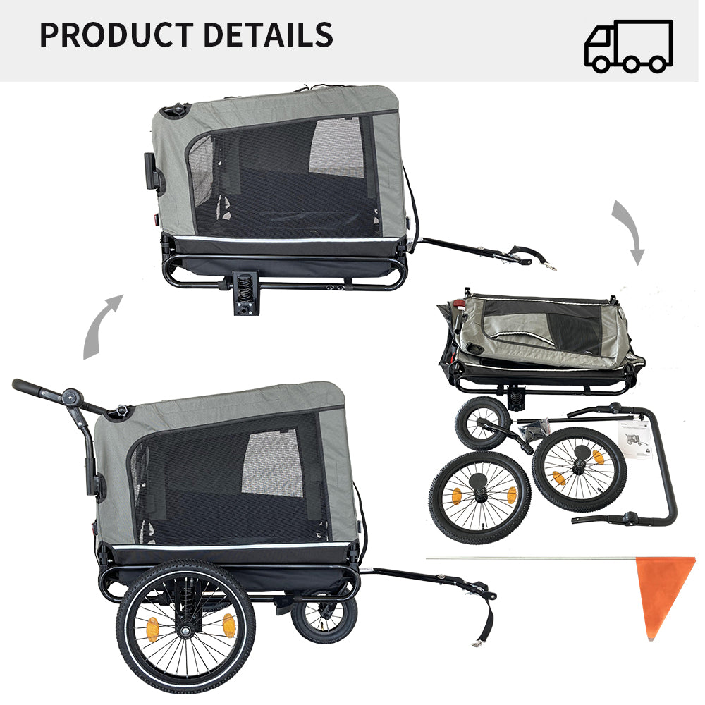 Outdoor Heavy Duty Foldable Utility Pet Stroller Dog Carriers Bicycle Trailer