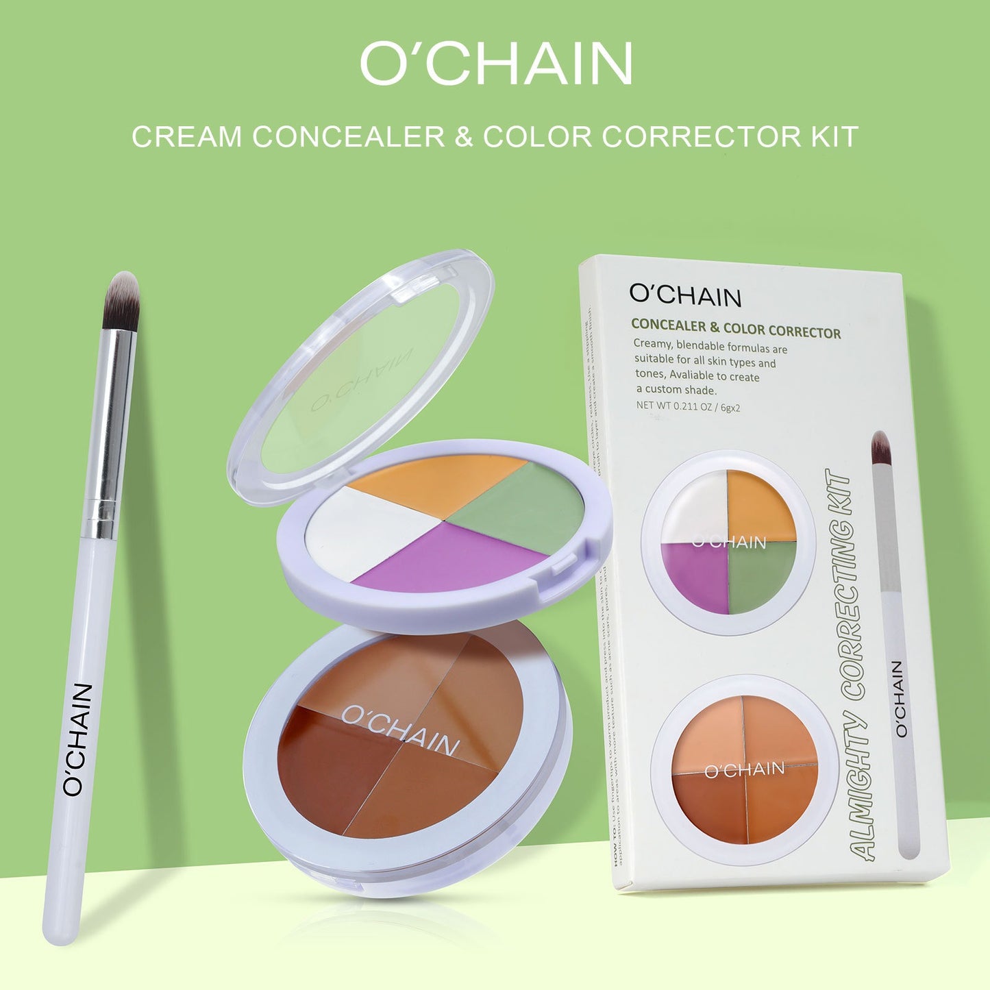 O'CHAINFour-color concealer set to cover spots, acne, dark circles, tear trough concealer