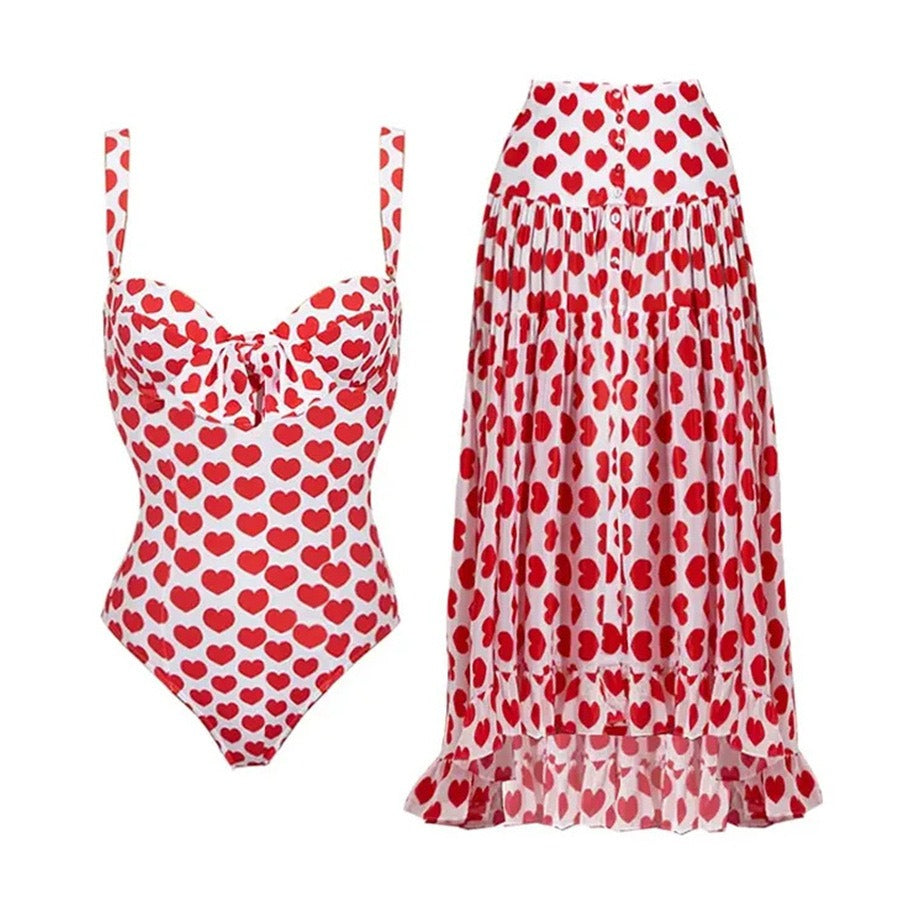 European and American swimsuits cover the belly and show slimness. One shoulder jumpsuit with retro printed swimwear. Women's pr