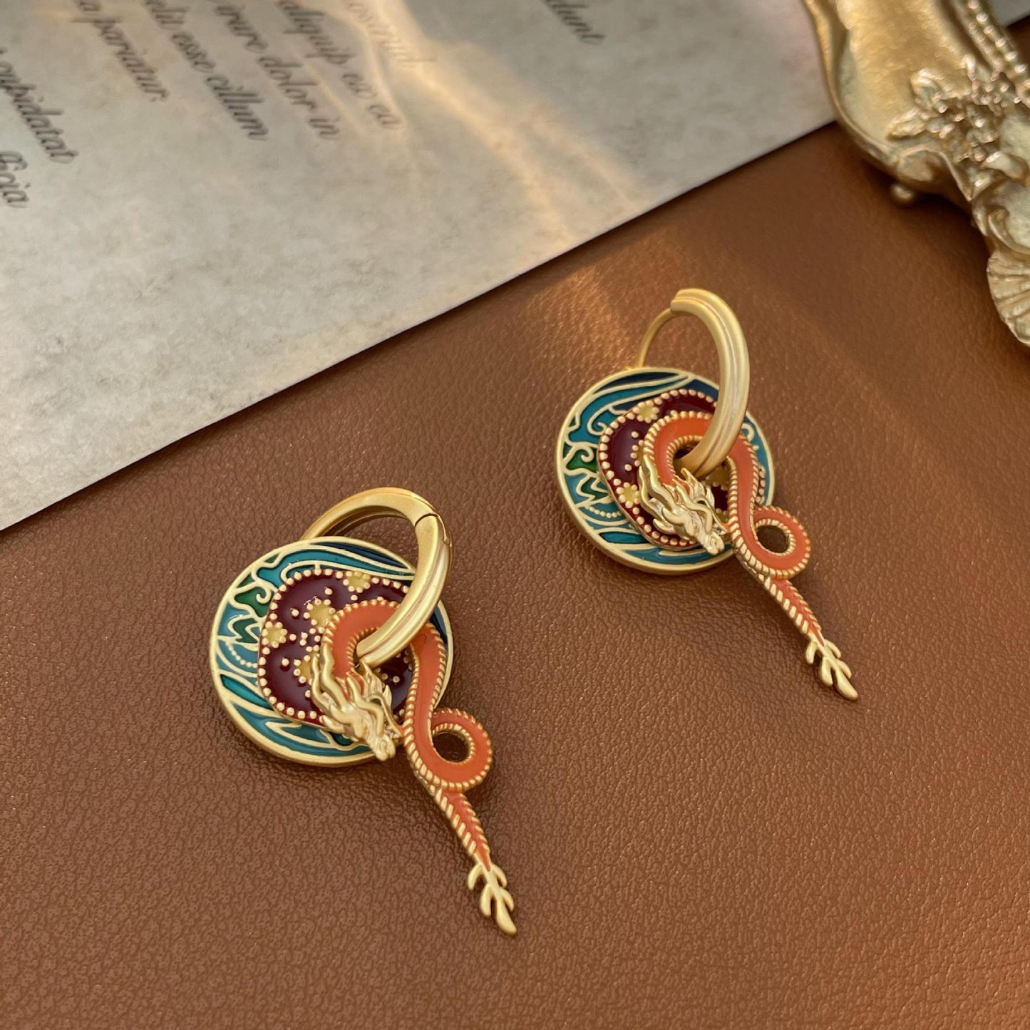 National style palace style dragon shaped earrings for women