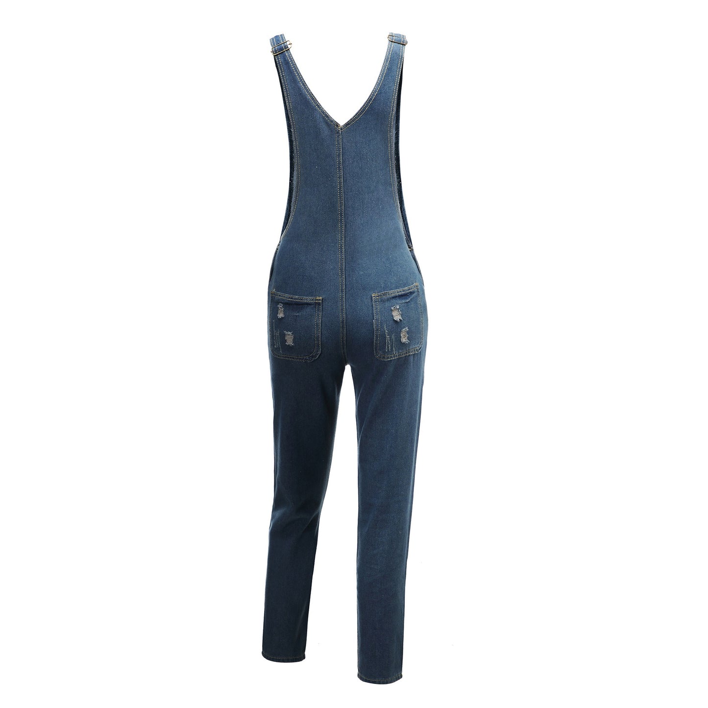 European and American ripped denim overalls for women