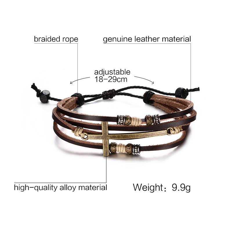 Vnox  Leather Cross Bracelets & Bangles For Women Men