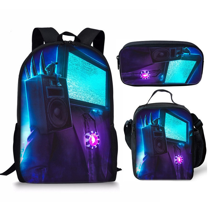 New 3PC-SET Skibidi Toilet Man Backpack Custom Game Peripheral Schoolbags For Primary Secondary School Teenage