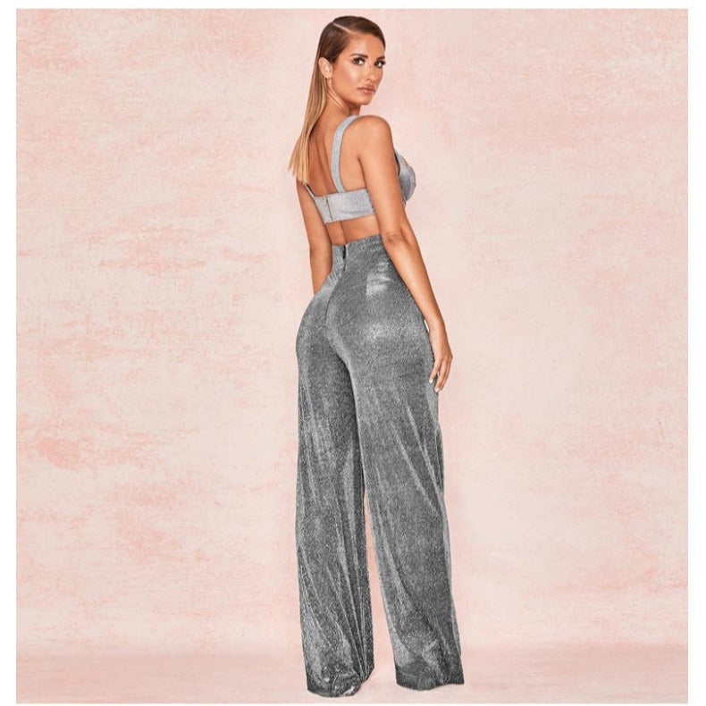 Silver-iron wide-leg pants high waist wide-leg pants women's casual pants